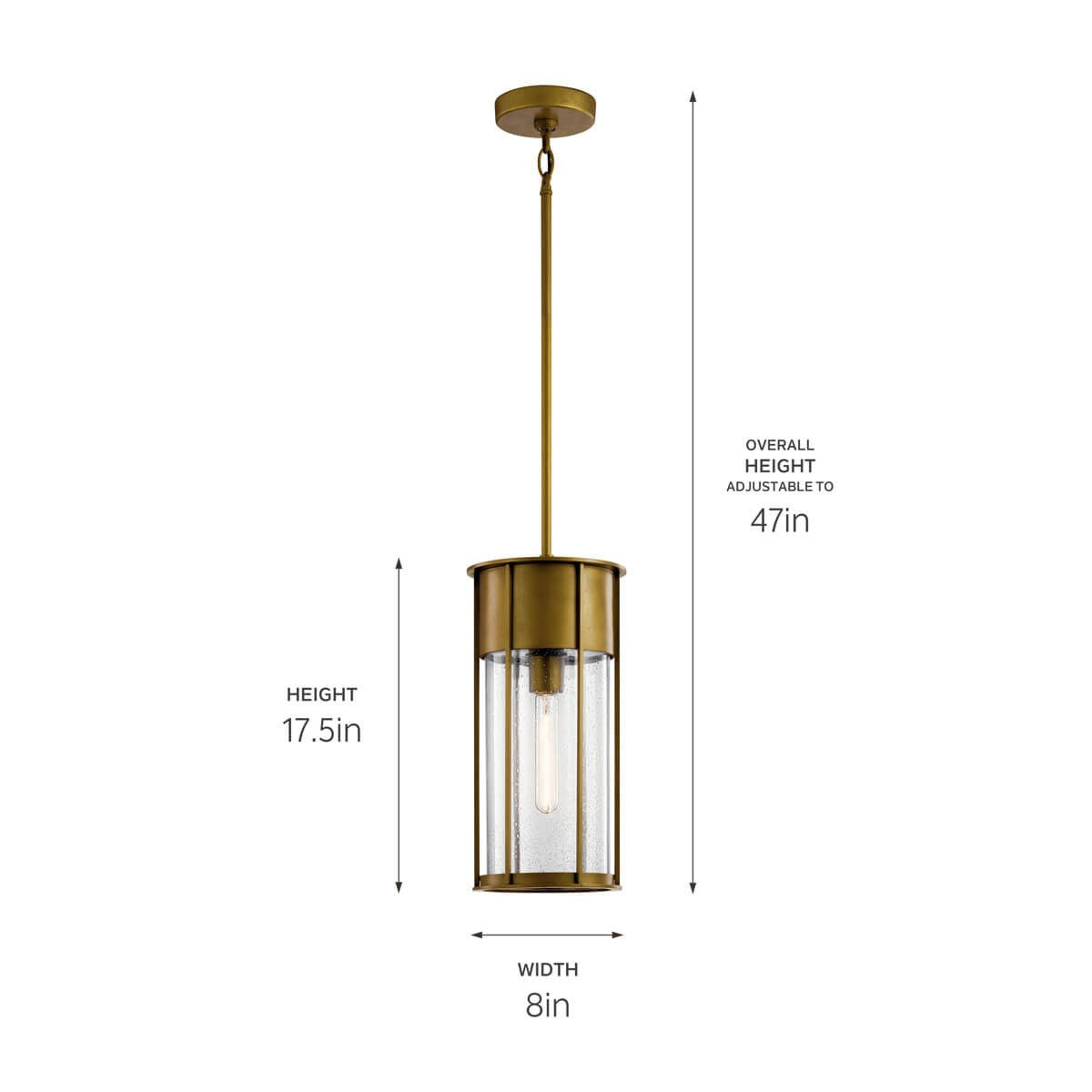 KICHLER 59082NBR Camillo 18" 1 Light Hanging Pendant With Clear Seeded Glass Natural Brass