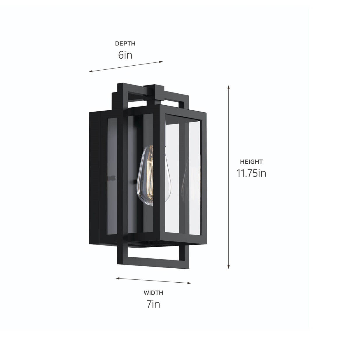KICHLER 59085BK Goson 12" 1 Light Wall Light With Clear Glass Black
