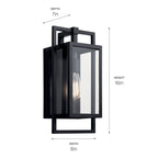 KICHLER 59086BK Goson 16" 1 Light Wall Light With Clear Glass Black