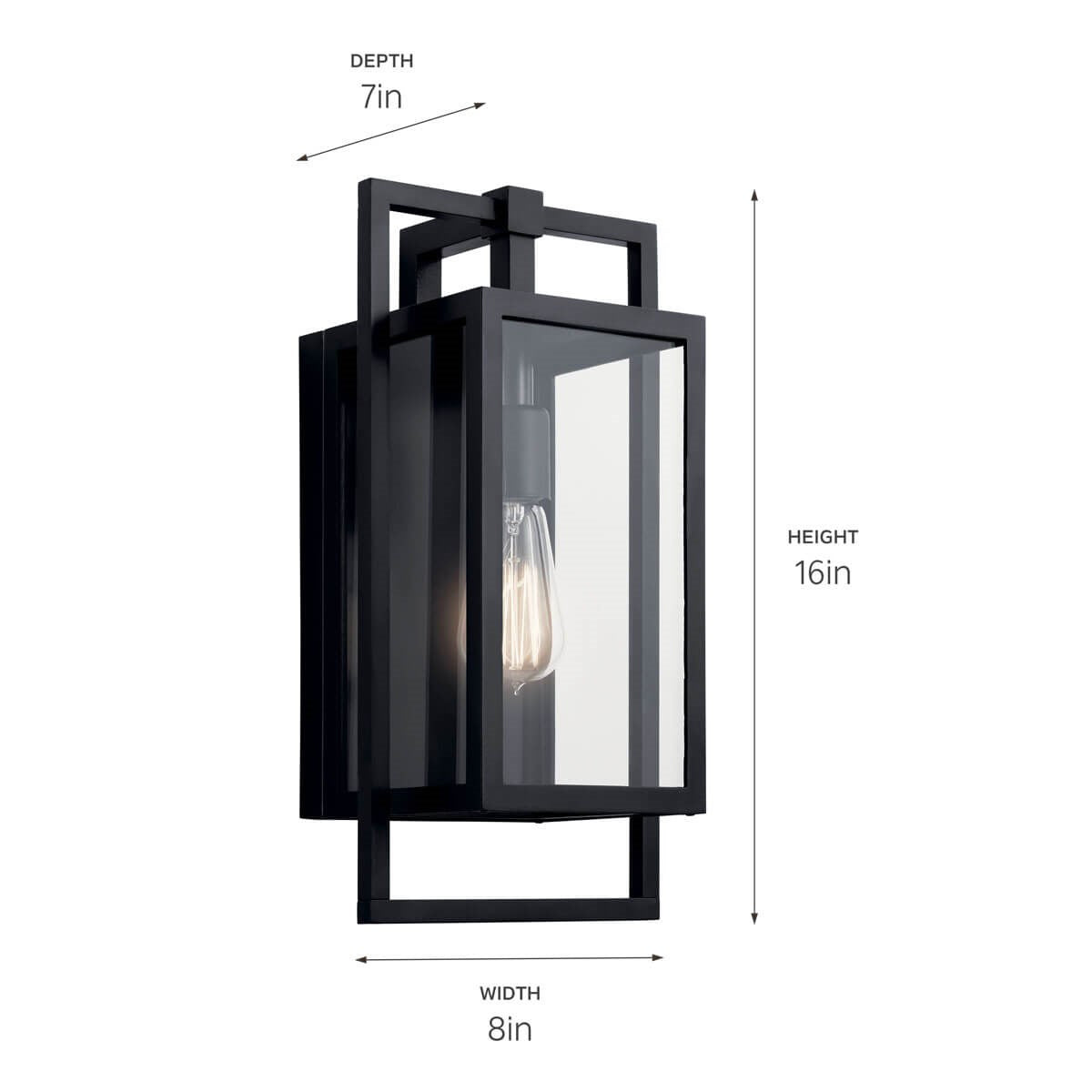 KICHLER 59086BK Goson 16" 1 Light Wall Light With Clear Glass Black