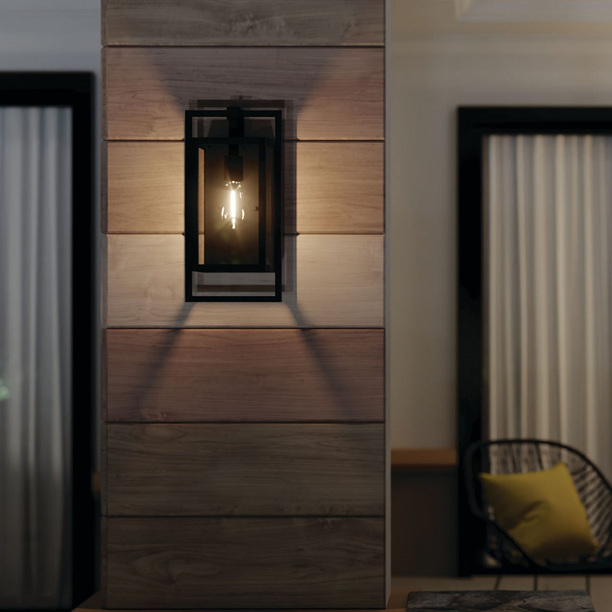 KICHLER 59086BK Goson 16" 1 Light Wall Light With Clear Glass Black