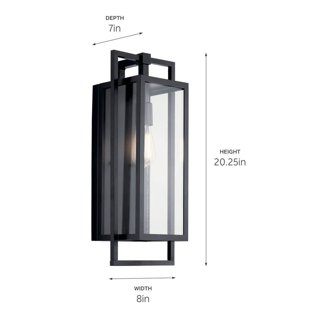KICHLER 59087BK Goson 20" 1 Light Wall Light With Clear Glass Black