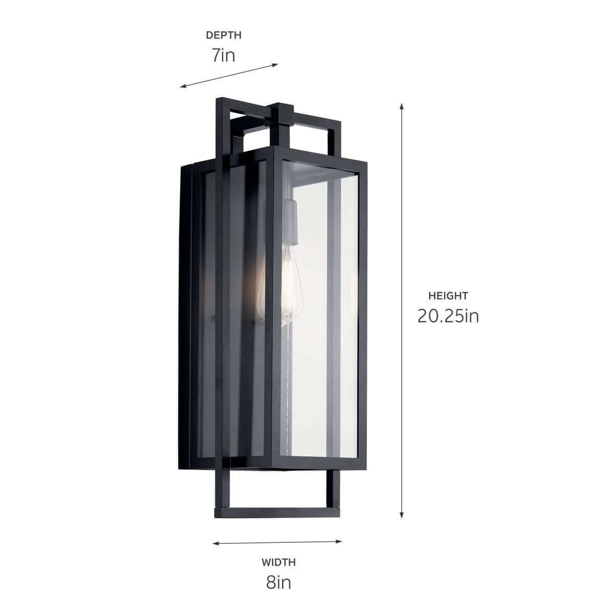 KICHLER 59087BK Goson 20" 1 Light Wall Light With Clear Glass Black