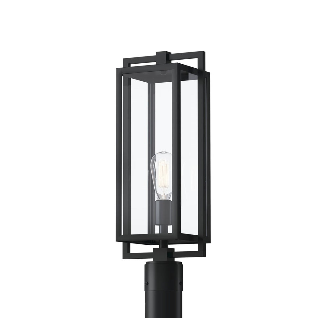 KICHLER 59088BK Goson 20" 1 Light Post Light With Clear Glass Black