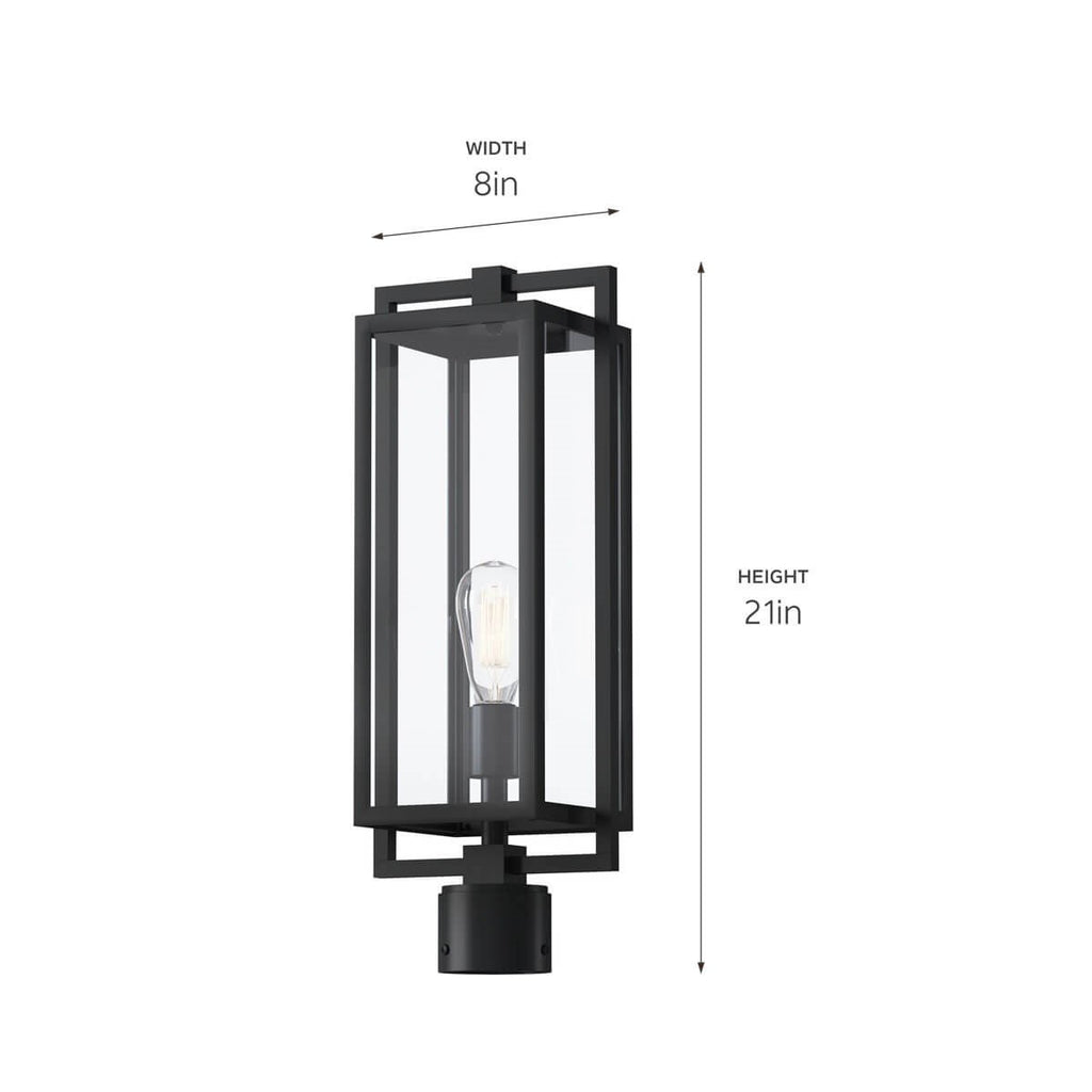 KICHLER 59088BK Goson 20" 1 Light Post Light With Clear Glass Black
