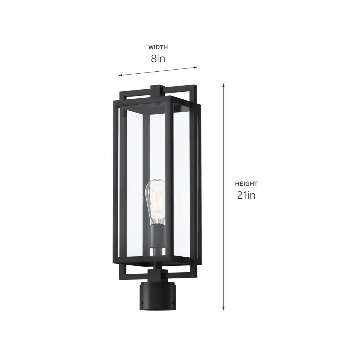 KICHLER 59088BK Goson 20" 1 Light Post Light With Clear Glass Black