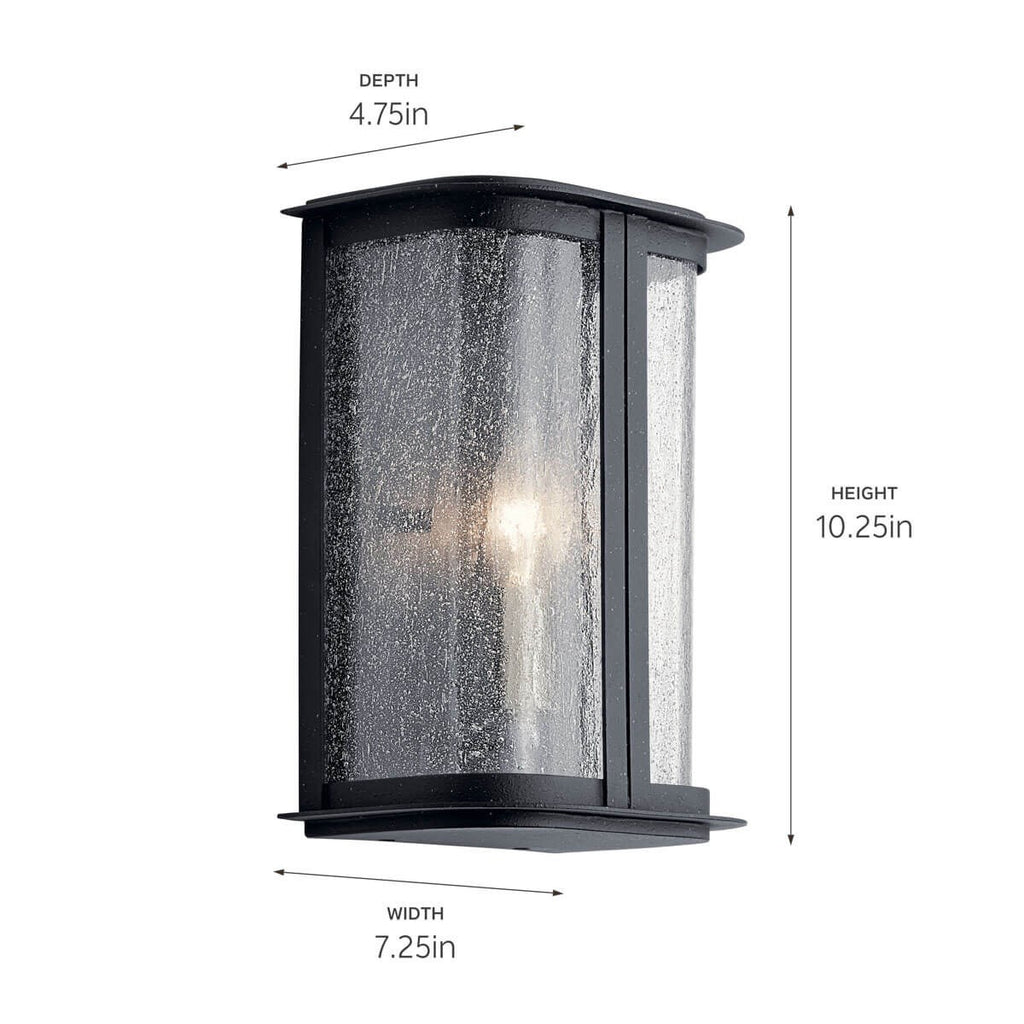 KICHLER 59090DBK Timmin 10" 1 Light Wall Light with Clear Seeded Glass Distressed Black