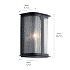 KICHLER 59090DBK Timmin 10" 1 Light Wall Light with Clear Seeded Glass Distressed Black
