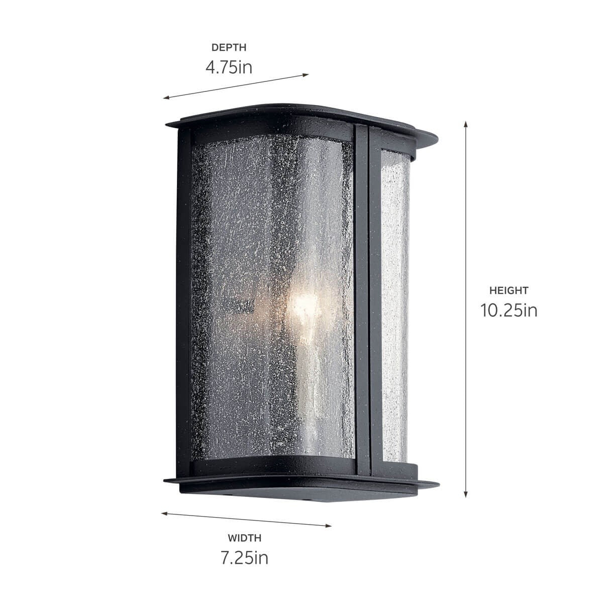 KICHLER 59090DBK Timmin 10" 1 Light Wall Light with Clear Seeded Glass Distressed Black
