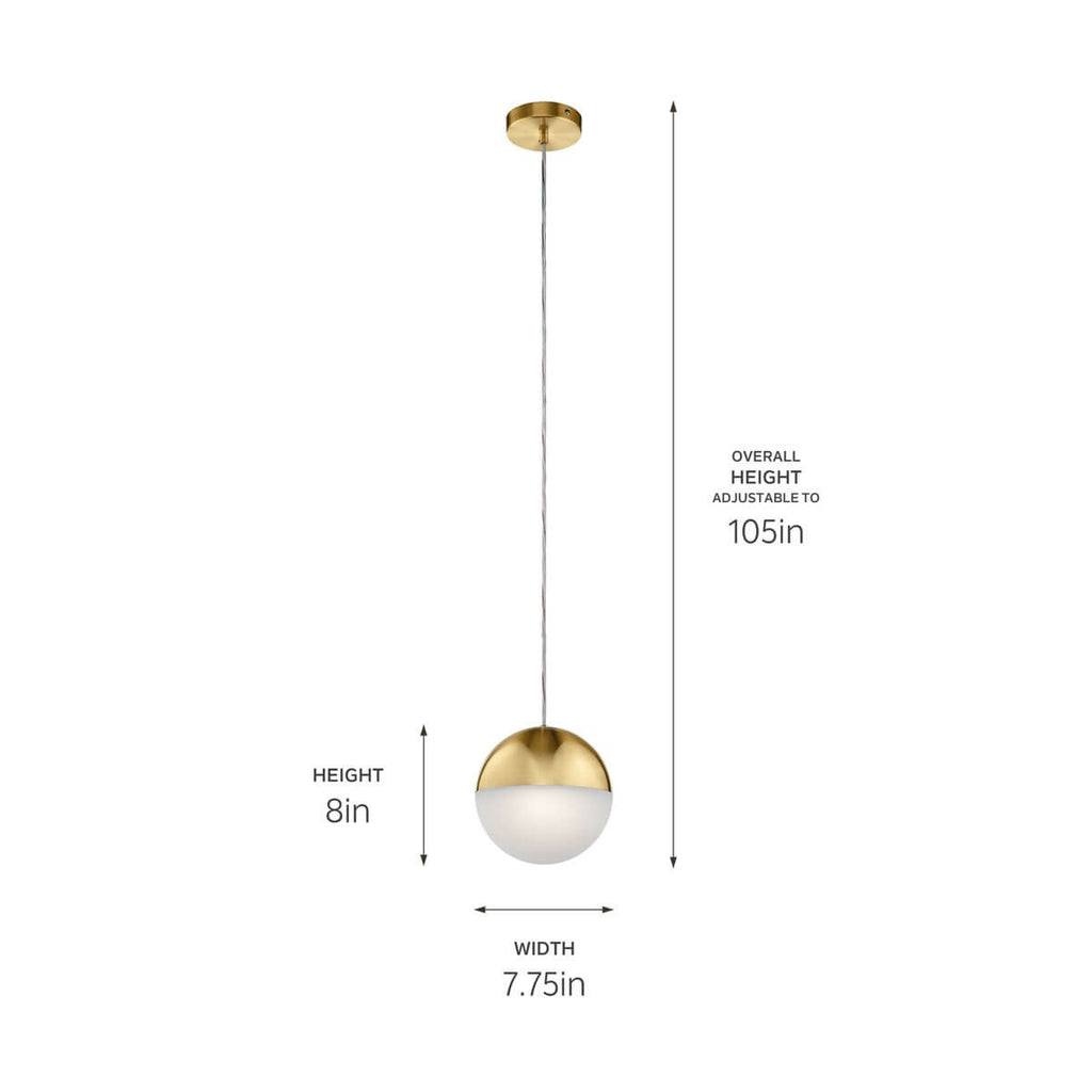 KICHLER 83854CGWH Moonlit 8" Led Pendant With Etched Acrylic Champagne Gold
