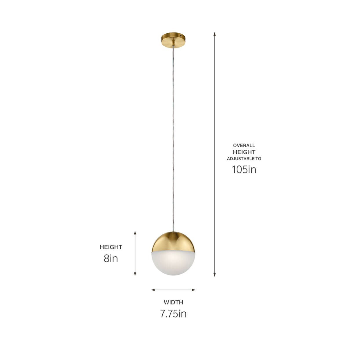 KICHLER 83854CGWH Moonlit 8" Led Pendant With Etched Acrylic Champagne Gold
