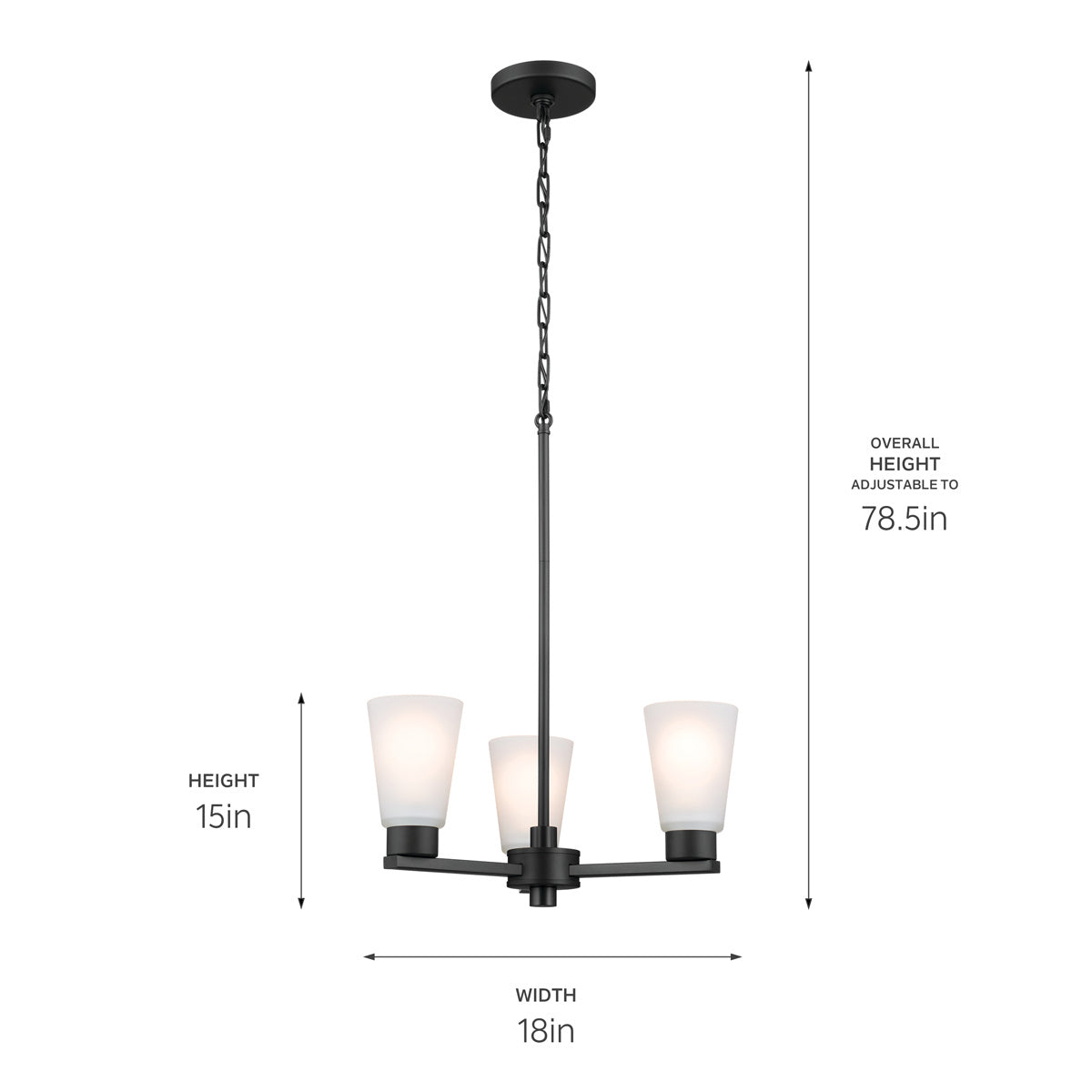 KICHLER 52435BK Stamos Chandelier 3 Light - Black