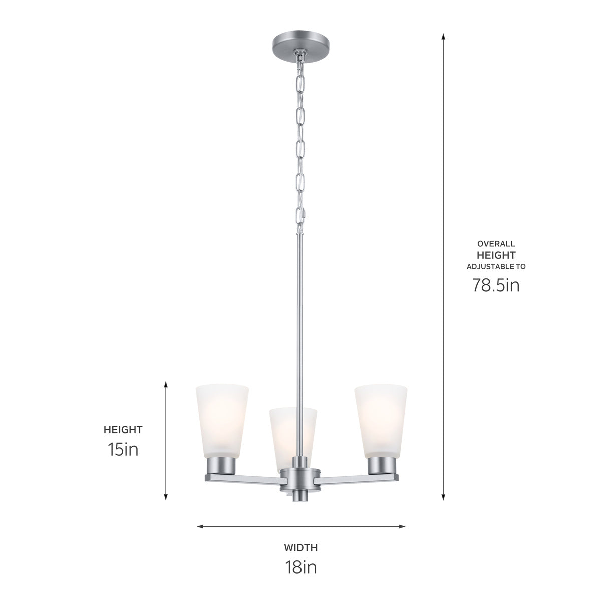 KICHLER 52435NI Stamos Chandelier 3 Light - Brushed Nickel