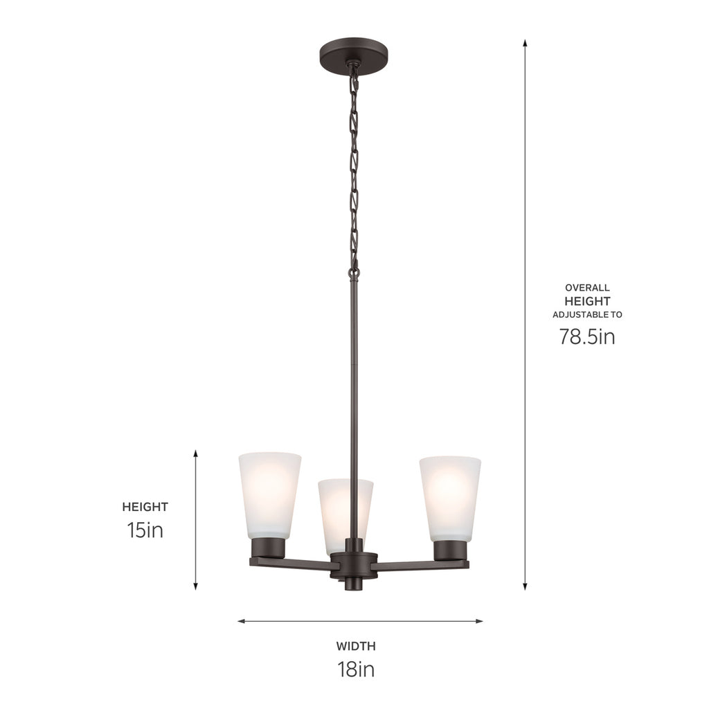 KICHLER 52435OZ Stamos Chandelier 3 Light - Olde Bronze