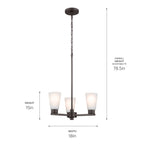 KICHLER 52435OZ Stamos Chandelier 3 Light - Olde Bronze