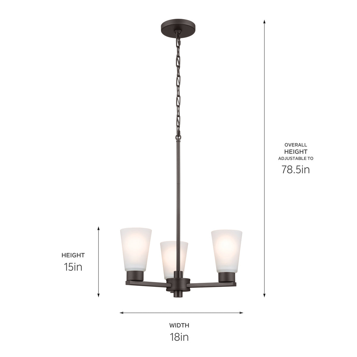 KICHLER 52435OZ Stamos Chandelier 3 Light - Olde Bronze