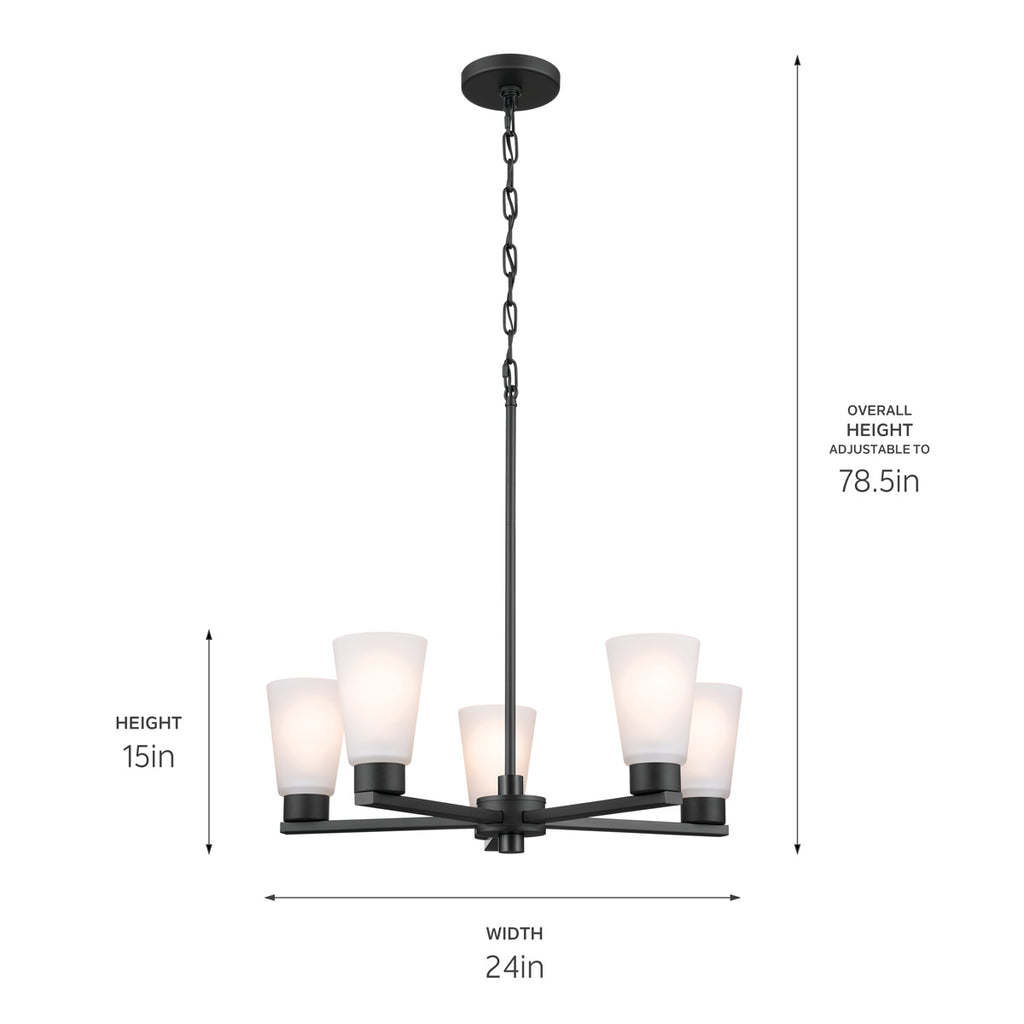 KICHLER 52436BK Stamos Chandelier 5 Light - Black