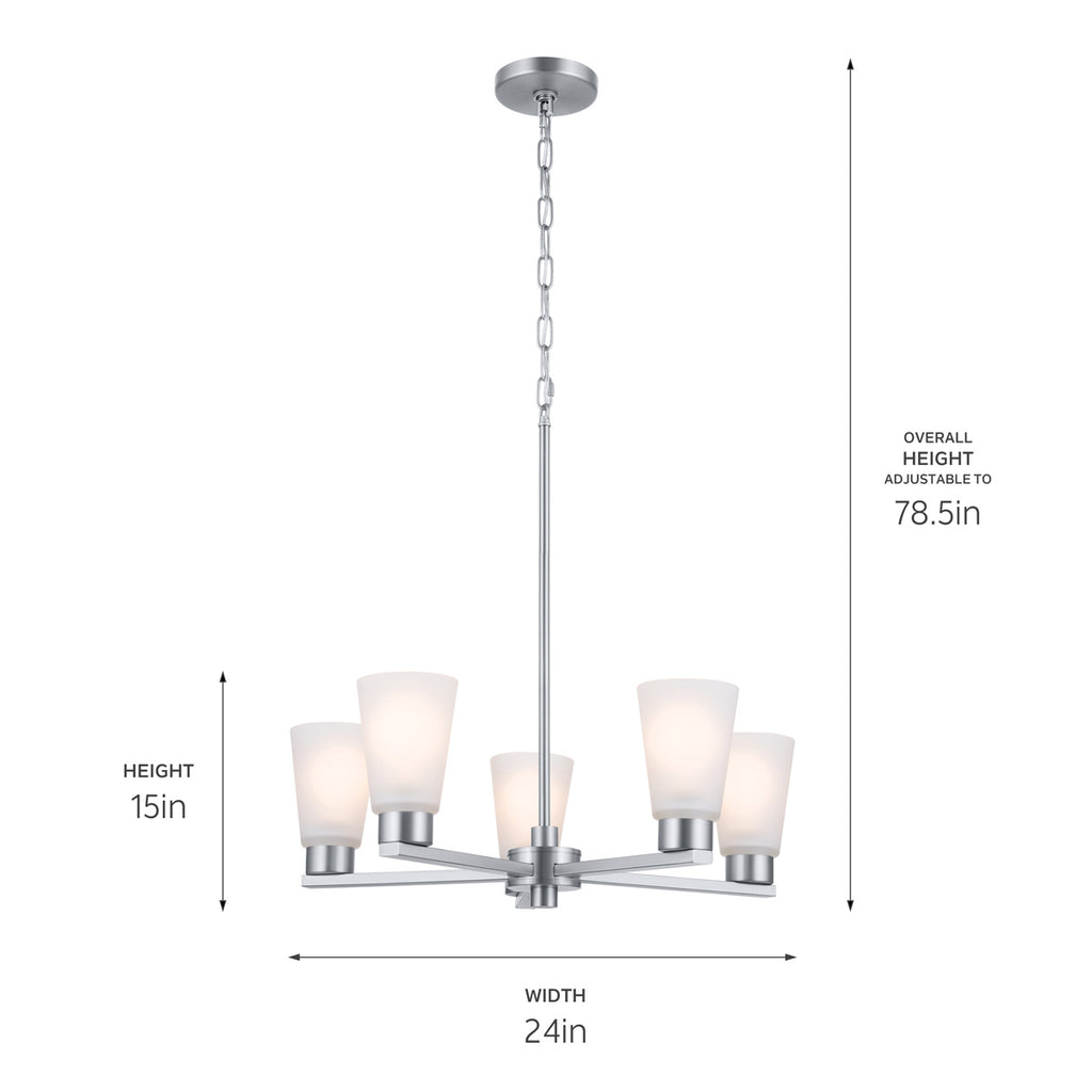 KICHLER 52436NI Stamos Chandelier 5 Light - Brushed Nickel
