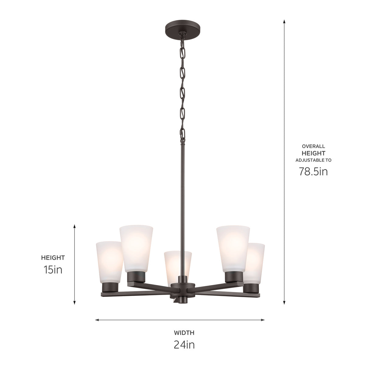 KICHLER 52436OZ Stamos Chandelier 5 Light - Olde Bronze