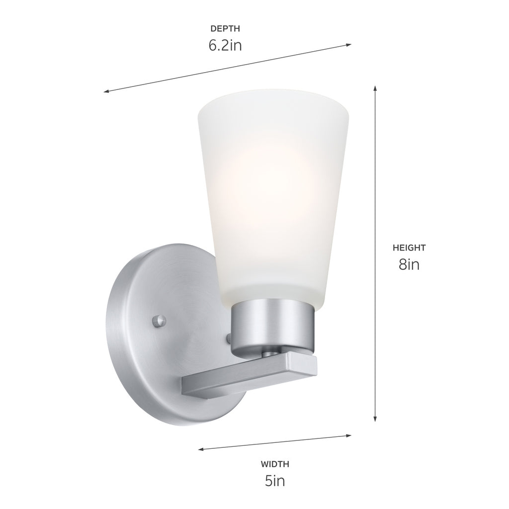 KICHLER 52437NI Stamos Wall Sconce 1 Light - Brushed Nickel