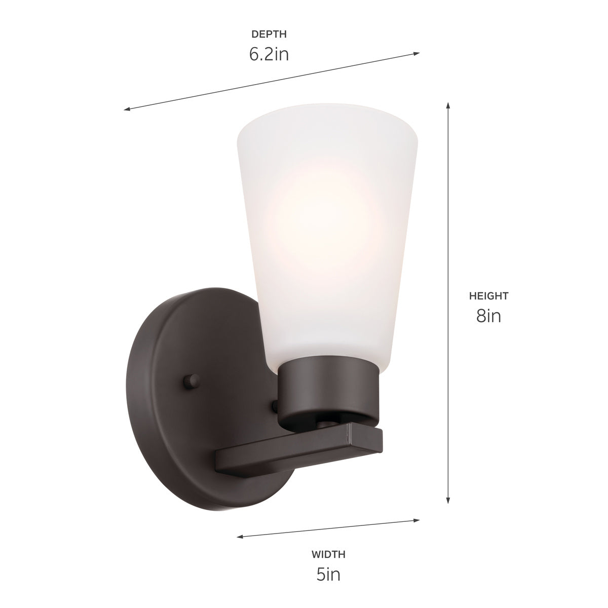 KICHLER 52437OZ Stamos Wall Sconce 1 Light - Olde Bronze