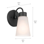 KICHLER 52445BK Erma Wall Sconce 1 Light - Black