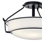 KICHLER 44085BK Alkire 16.5" 3 Light Semi Flush With Satin Etched White Glass In Olde Bronze