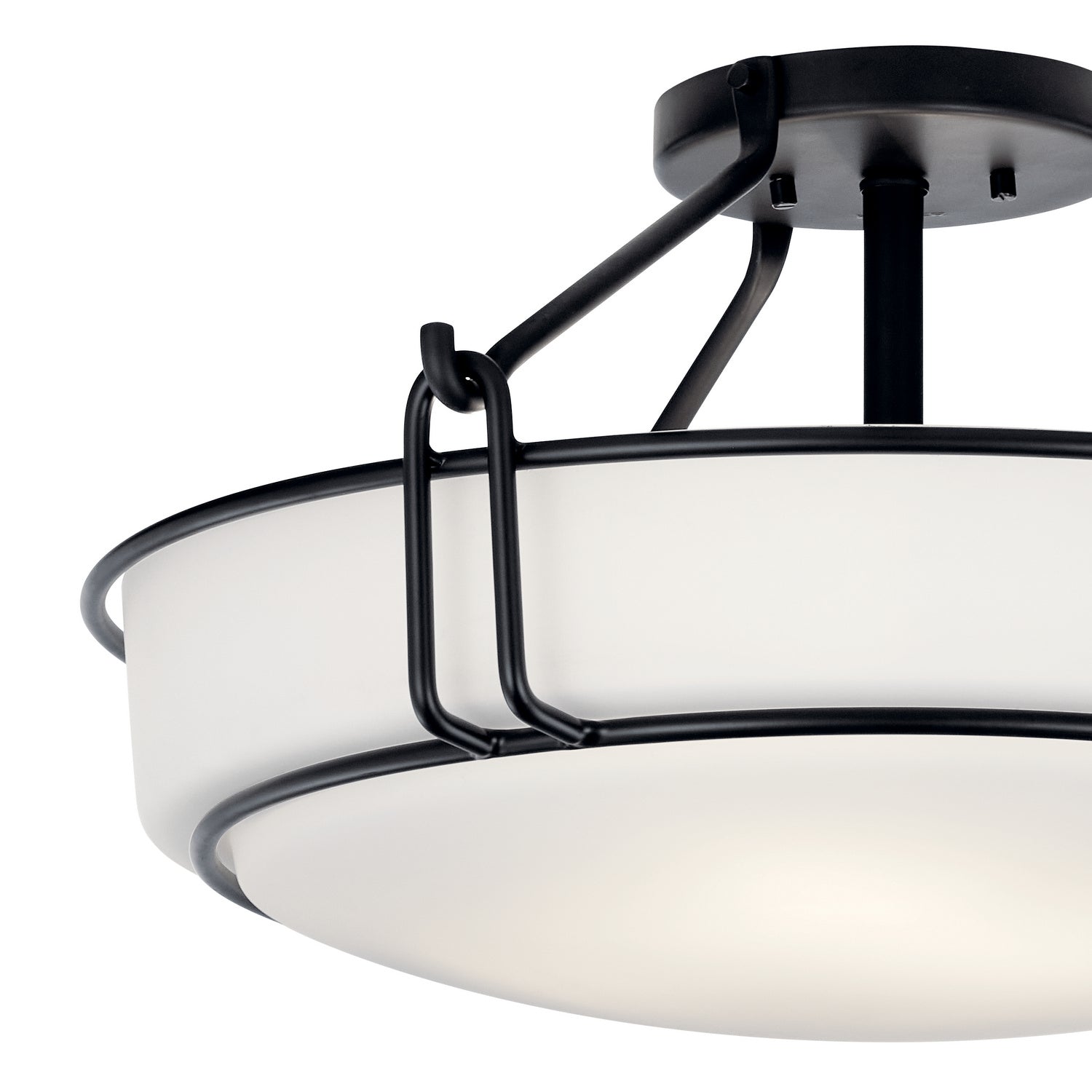 KICHLER 44086BK Alkire 22" 4 Light Semi Flush With Satin Etched White Glass In Brushed Nickel