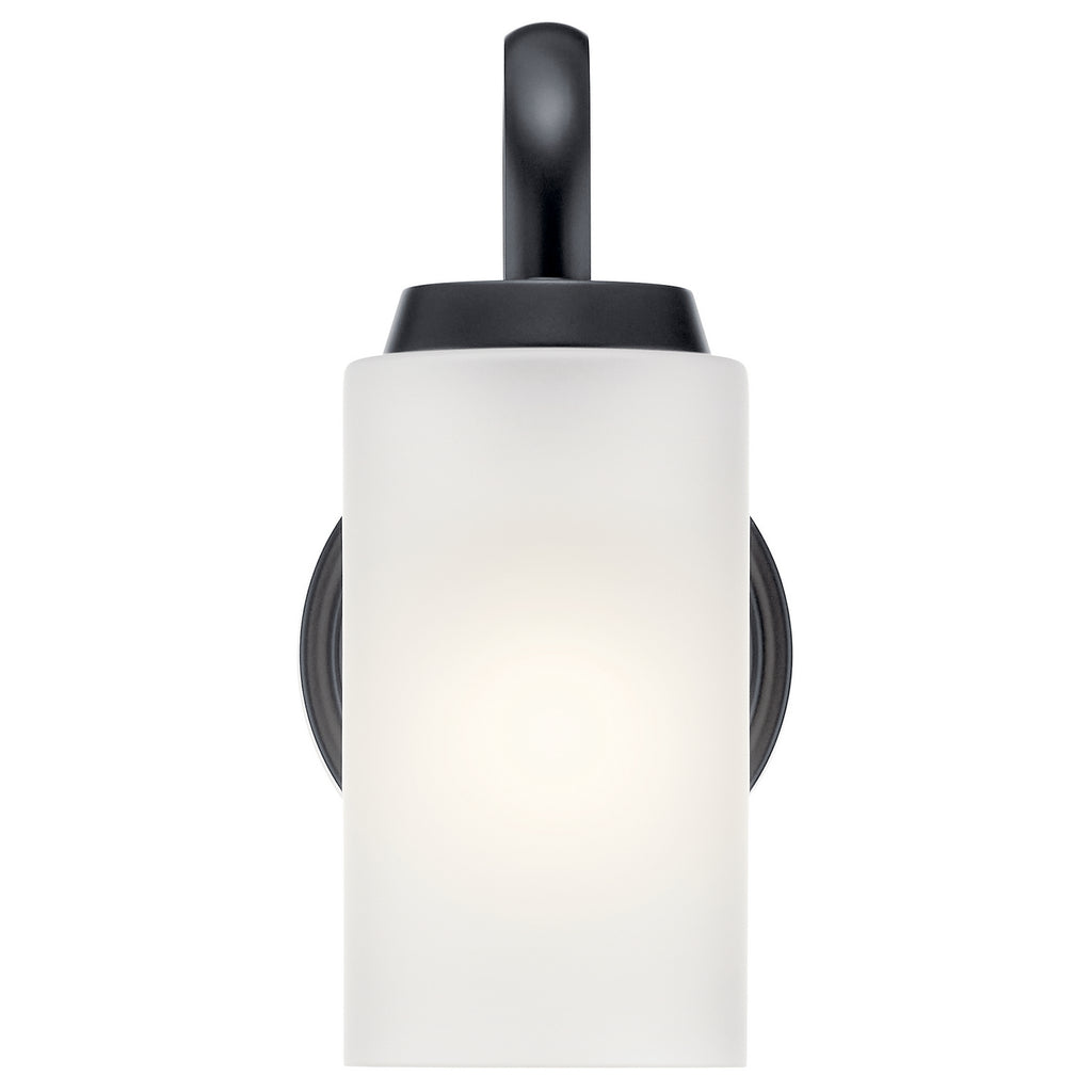 KICHLER 55085BK Kennewick 1 Light Wall Sconce With Etched Glass Brushed Nickel