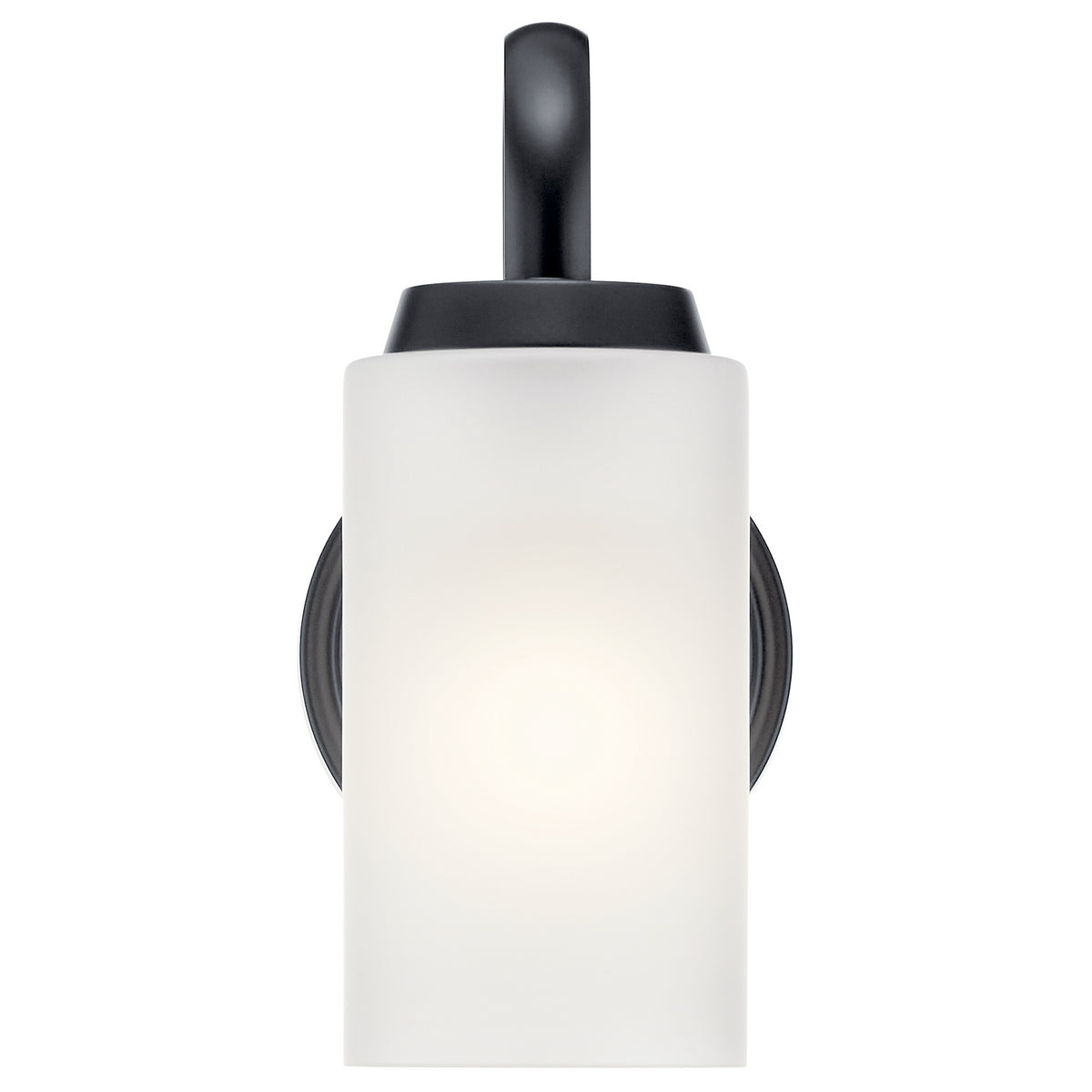 KICHLER 55085BK Kennewick 1 Light Wall Sconce With Etched Glass Brushed Nickel