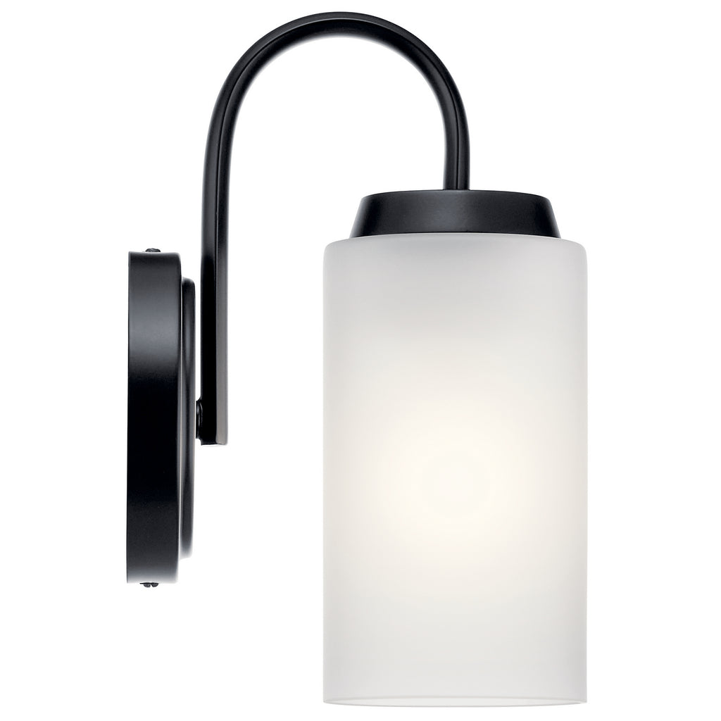 KICHLER 55085BK Kennewick 1 Light Wall Sconce With Etched Glass Brushed Nickel