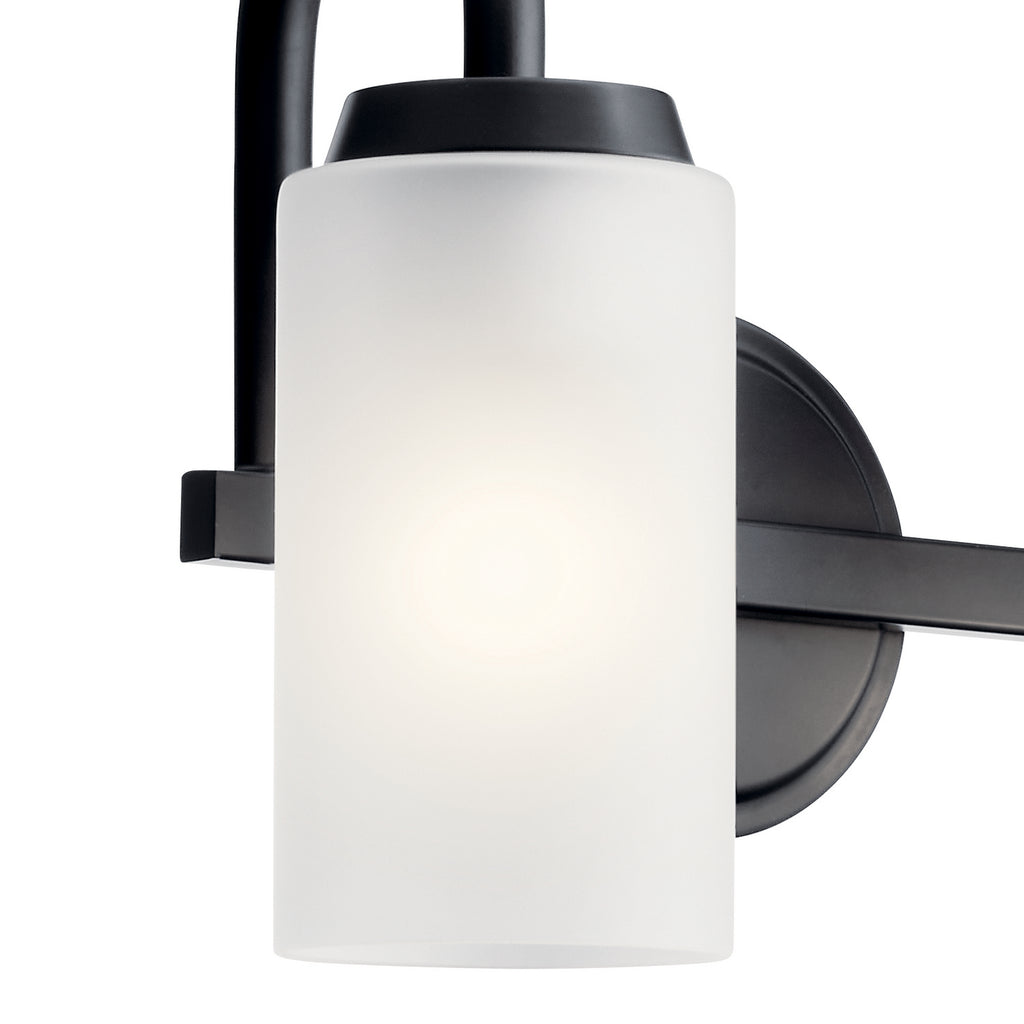 KICHLER 55086BK Kennewick 1 Light Wall Sconce With Etched Glass Olde Bronze
