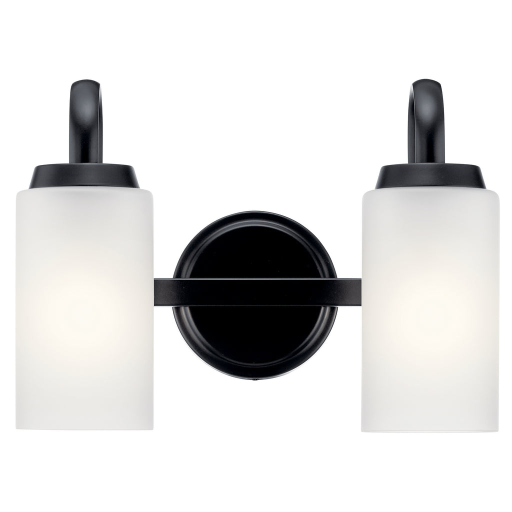 KICHLER 55086BK Kennewick 1 Light Wall Sconce With Etched Glass Olde Bronze