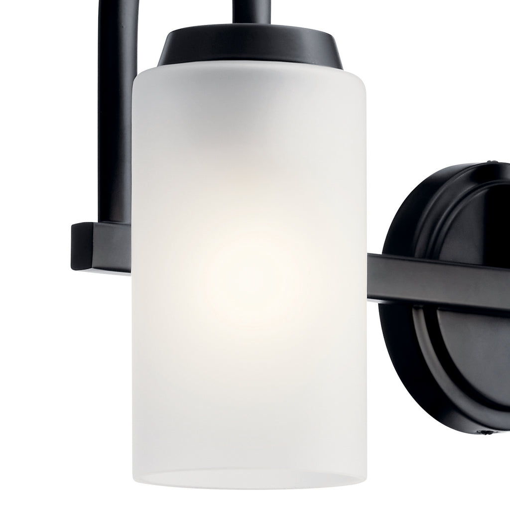 KICHLER 55087BK Kennewick 2 Light Vanity Light With Etched Glass Olde Bronze