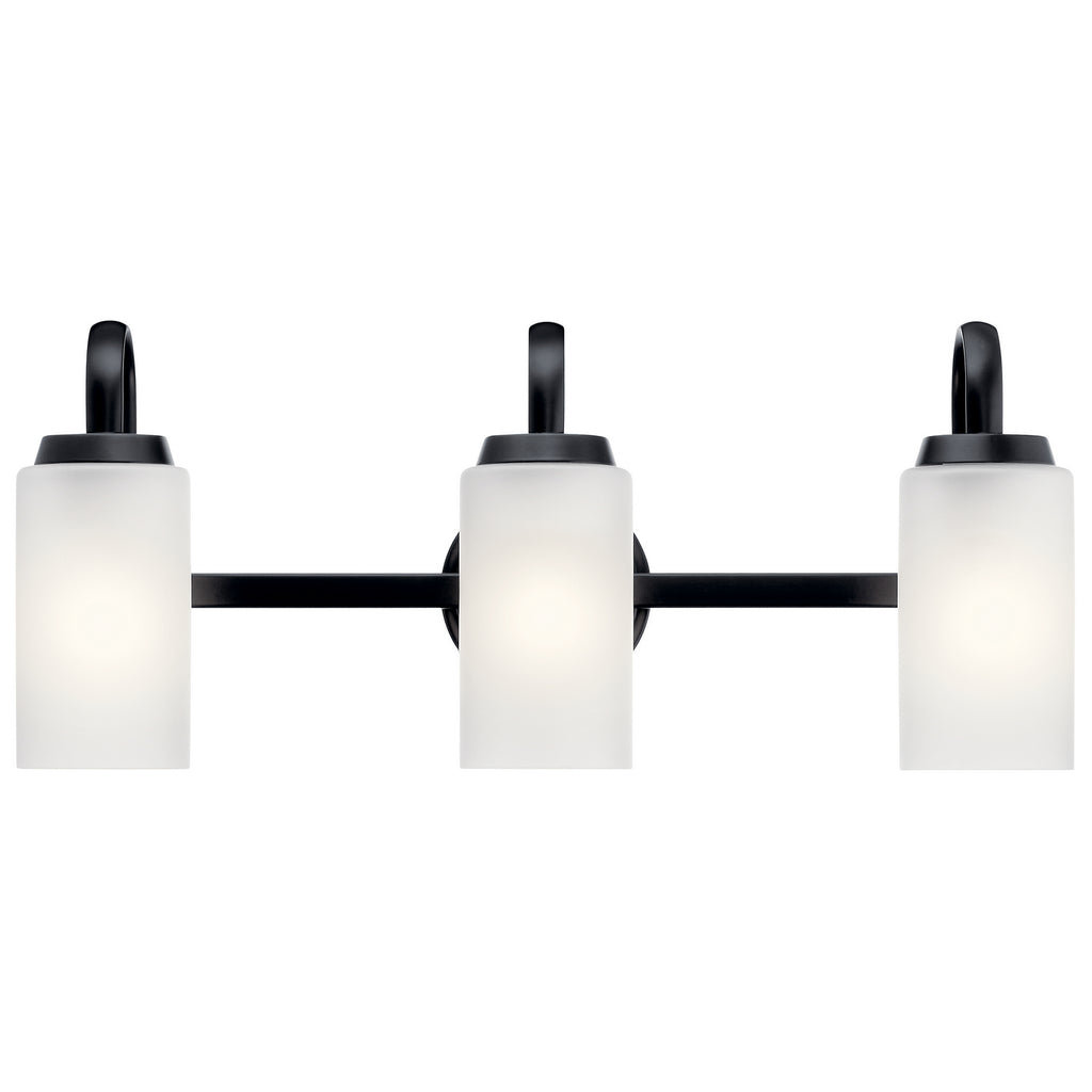 KICHLER 55087BK Kennewick 2 Light Vanity Light With Etched Glass Olde Bronze