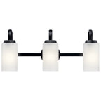 KICHLER 55087BK Kennewick 2 Light Vanity Light With Etched Glass Olde Bronze