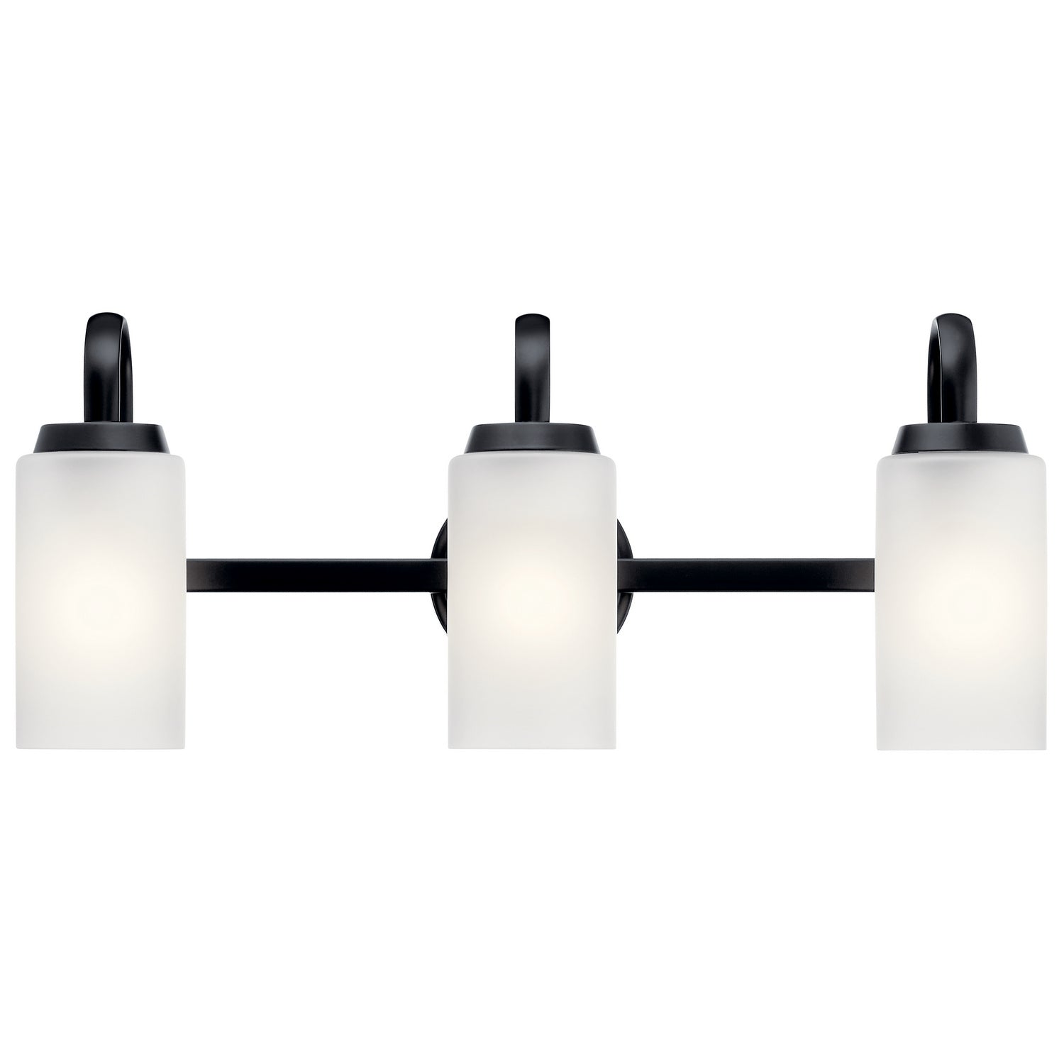 KICHLER 55087BK Kennewick 2 Light Vanity Light With Etched Glass Olde Bronze