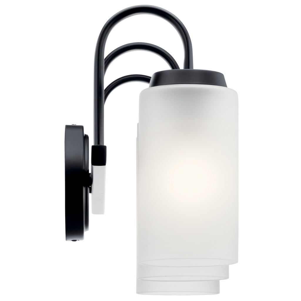 KICHLER 55087BK Kennewick 2 Light Vanity Light With Etched Glass Olde Bronze