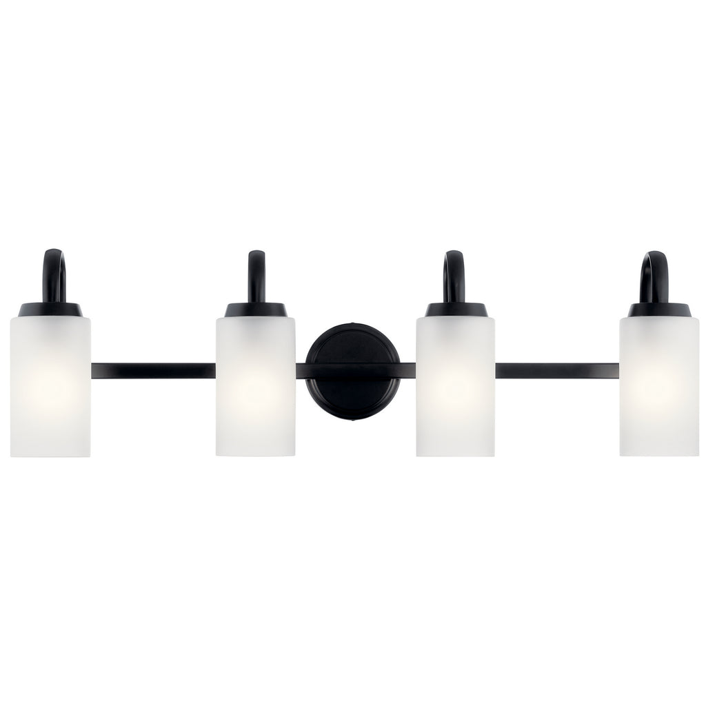 KICHLER 55088BK Kennewick 2 Light Vanity Light With Etched Glass Olde Bronze