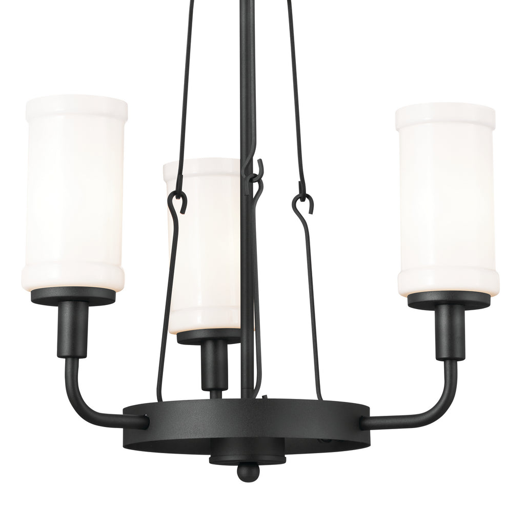 KICHLER 52450BKT Vetivene 20" 3 Light Chandelier Textured Black