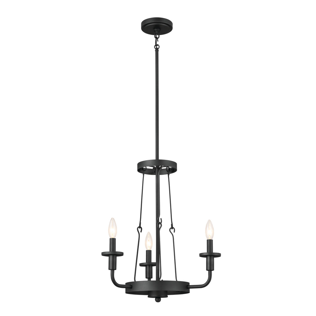 KICHLER 52450BKT Vetivene 20" 3 Light Chandelier Textured Black