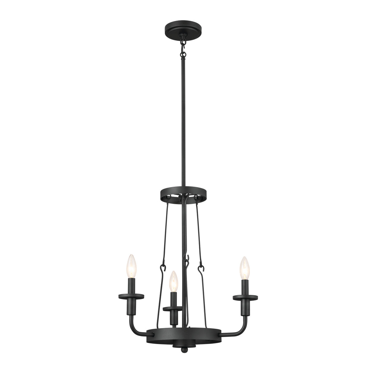 KICHLER 52450BKT Vetivene 20" 3 Light Chandelier Textured Black