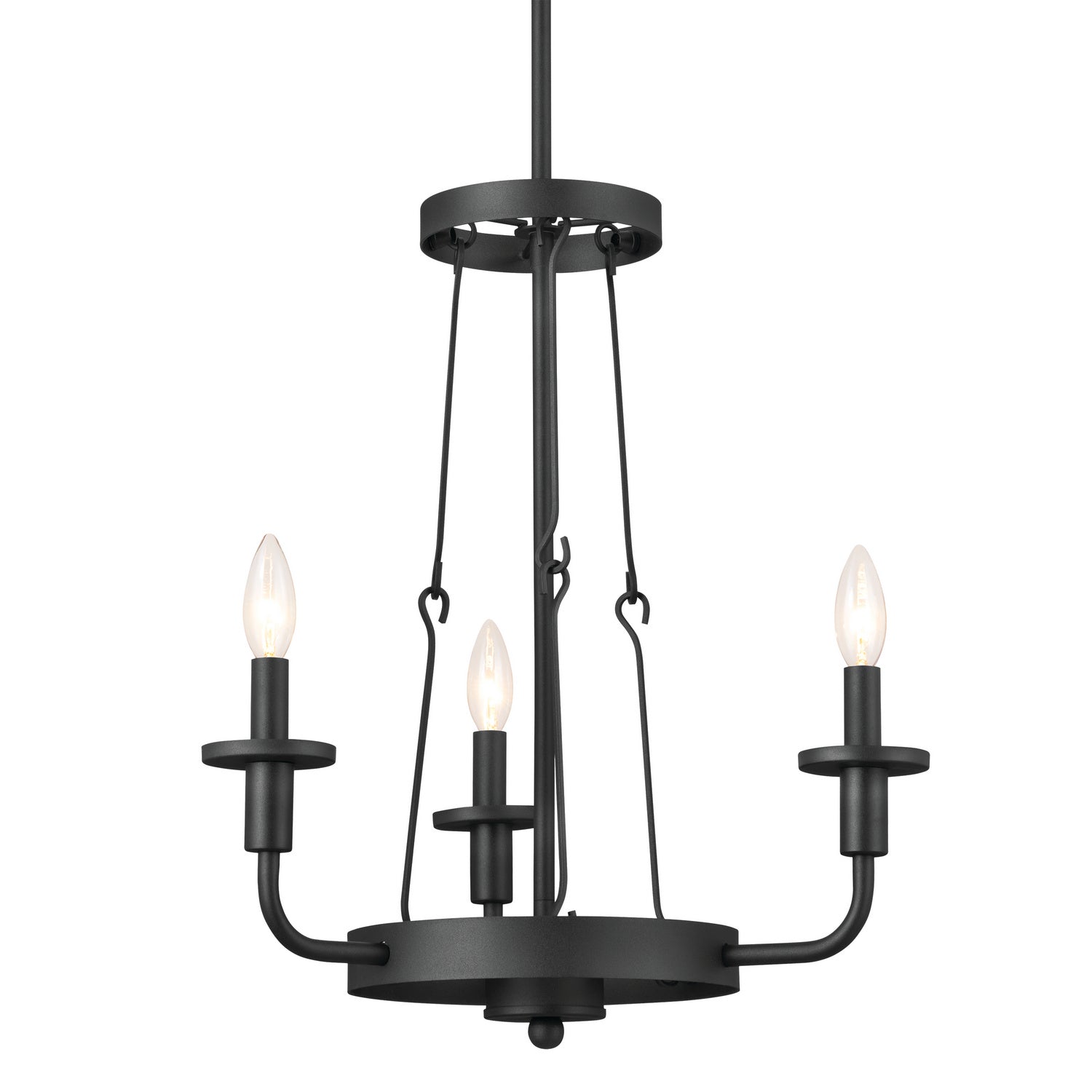 KICHLER 52450BKT Vetivene 20" 3 Light Chandelier Textured Black