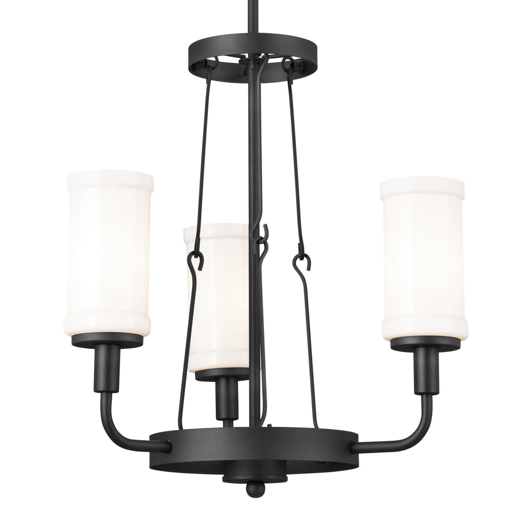 KICHLER 52450BKT Vetivene 20" 3 Light Chandelier Textured Black