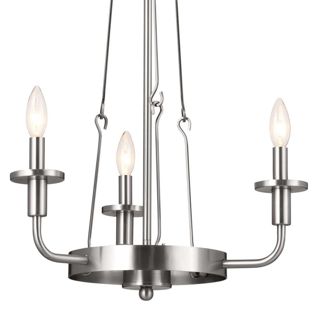 KICHLER 52450CLP Vetivene 20" 3 Light Chandelier Classic Pewter