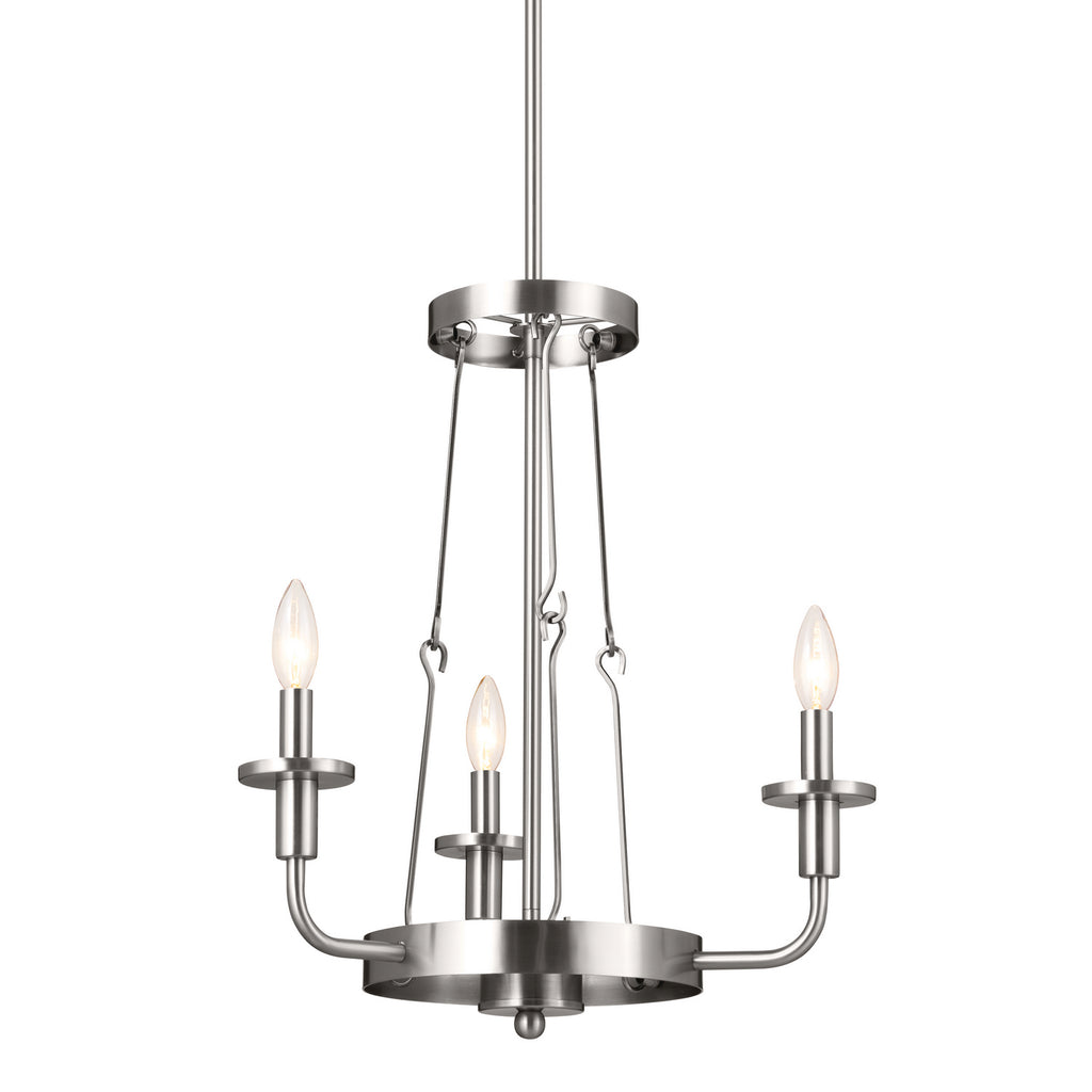 KICHLER 52450CLP Vetivene 20" 3 Light Chandelier Classic Pewter