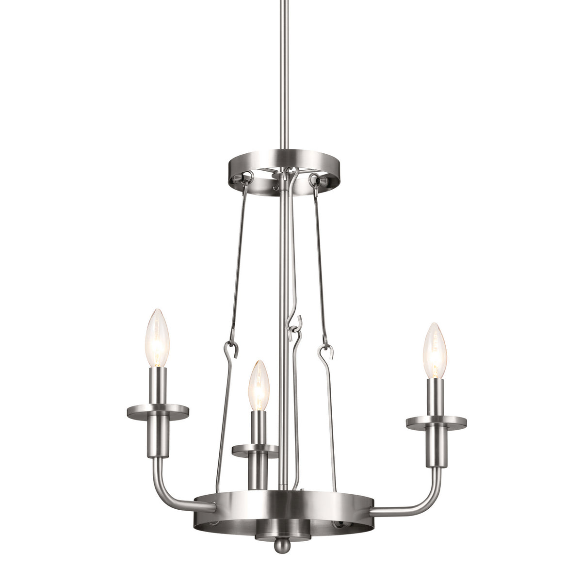 KICHLER 52450CLP Vetivene 20" 3 Light Chandelier Classic Pewter