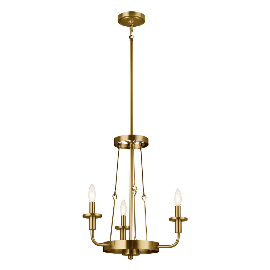 KICHLER 52450NBR Vetivene 20" 3 Light Chandelier Natural Brass