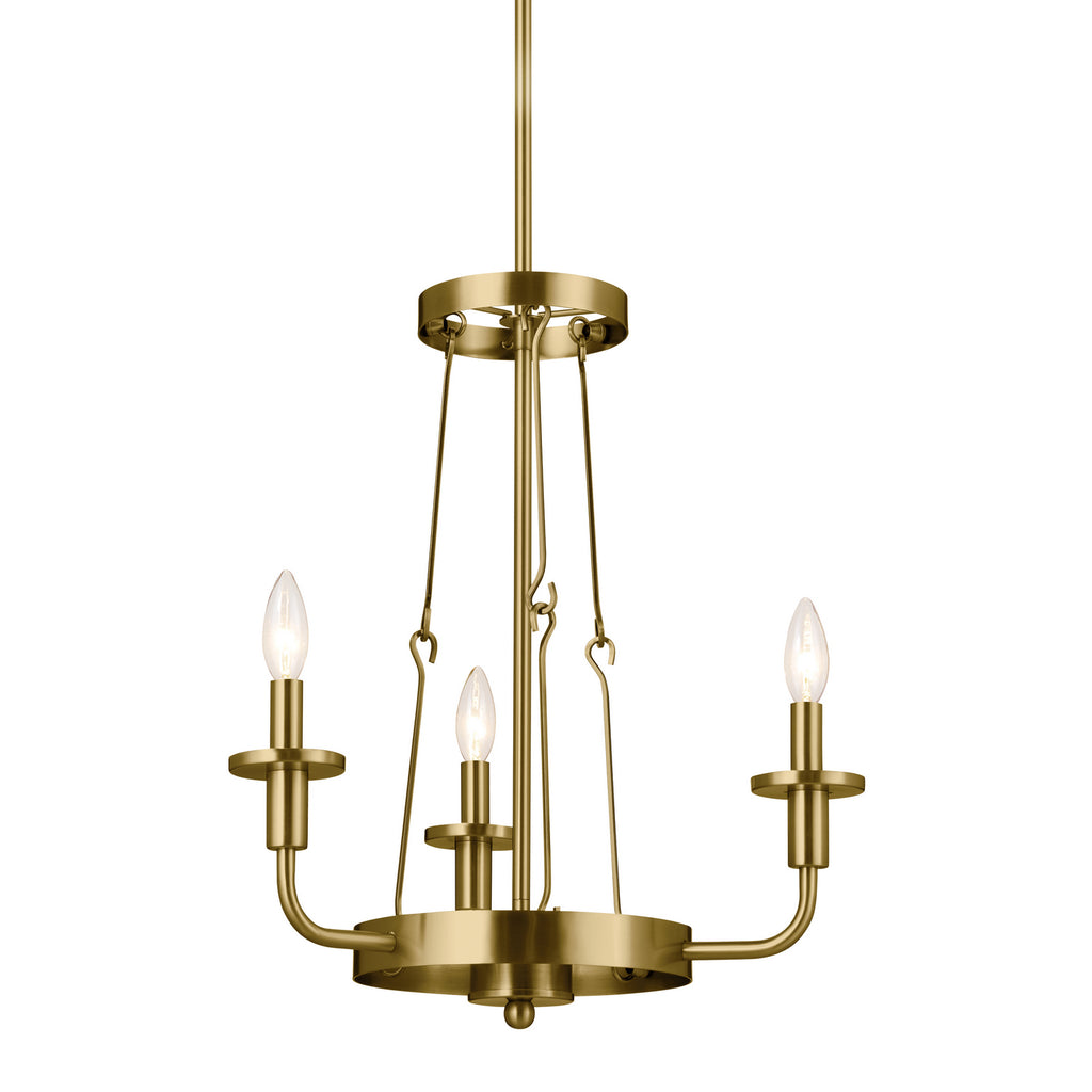 KICHLER 52450NBR Vetivene 20" 3 Light Chandelier Natural Brass
