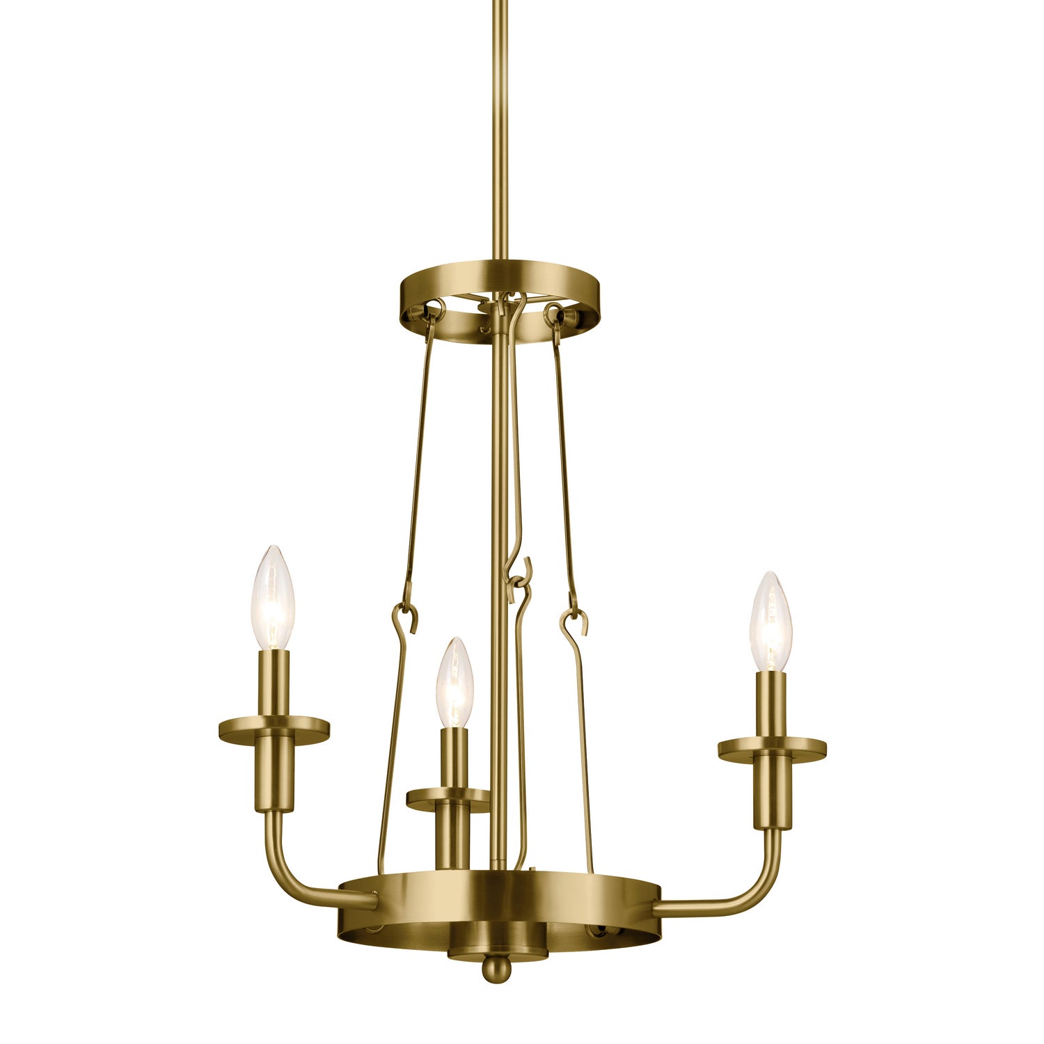 KICHLER 52450NBR Vetivene 20" 3 Light Chandelier Natural Brass